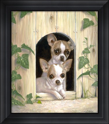 Framed Chihuahua&#39;s In Doghouse Print