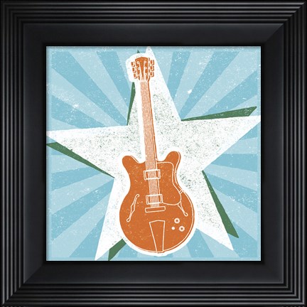 Framed Guitar No. 2 Carnival Style Print