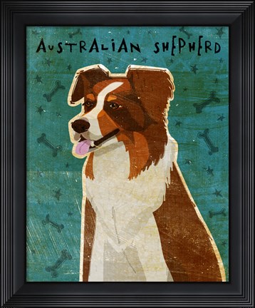 Framed Australian Shepherd Red Print