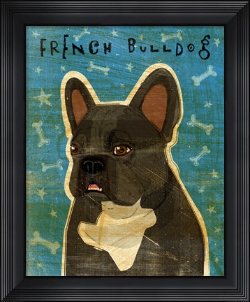 Framed French French Bulldog - Black Brindle and White Print
