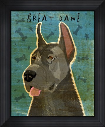 Framed Great Dane Blue Print