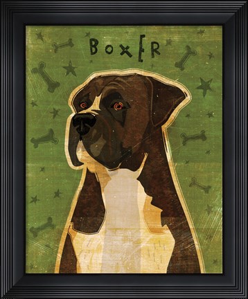 Framed Boxer - Brindle Print
