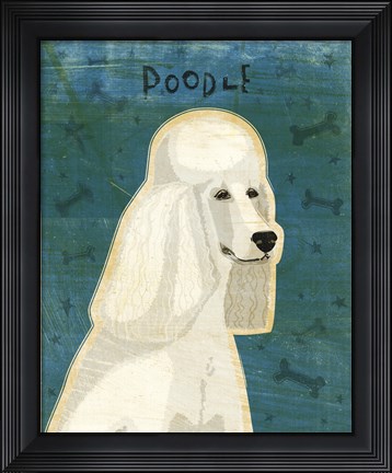 Framed Poodle (white) Print