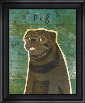 Framed Pug (black) Print