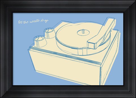 Framed Lunastrella Record Player Print
