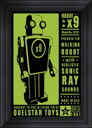 Framed Quelstar X9 Tin Toy Robot Print