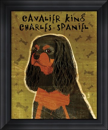 Framed Cavalier King Charles (black and tan) Print