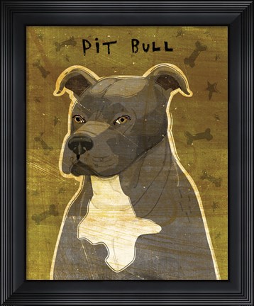 Framed Pit Bull (Gray) Print
