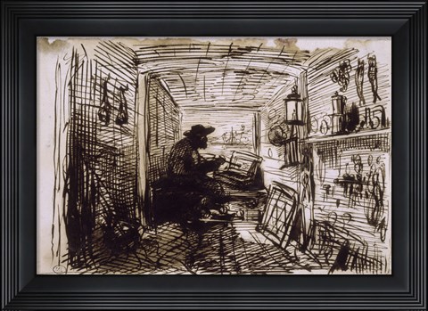 Framed Studio On The Boat,  c. 1860 Print