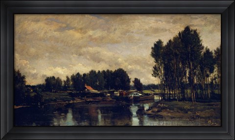 Framed Boats On The Oise, 1865 Print