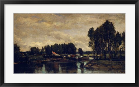 Framed Boats On The Oise, 1865 Print