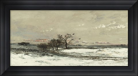 Framed Landscape With Snow And Setting Sun, 1873 Print