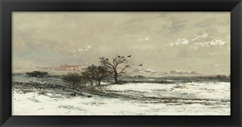 Framed Landscape With Snow And Setting Sun, 1873 Print