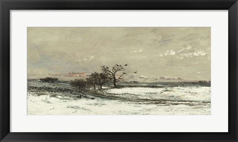 Framed Landscape With Snow And Setting Sun, 1873 Print