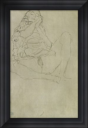 Framed Sitting Half-Nude With Closed Eyes, 1913 Print