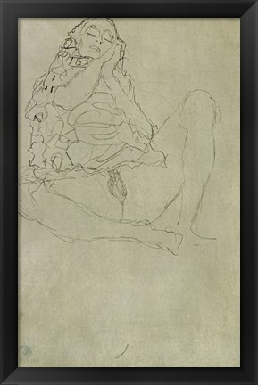 Framed Sitting Half-Nude With Closed Eyes, 1913 Print