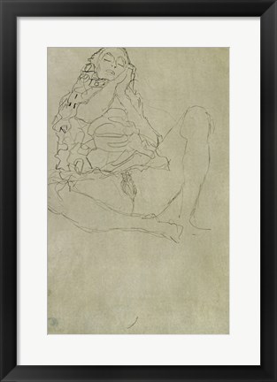 Framed Sitting Half-Nude With Closed Eyes, 1913 Print