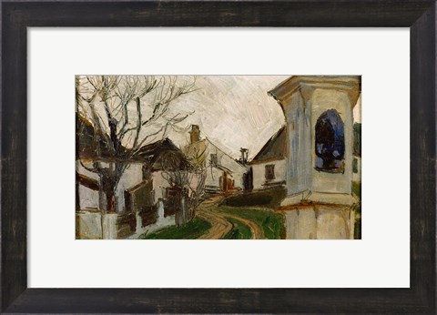 Framed Bare Trees, Houses, and Shrine (Klosterneuburg, Austria) Print