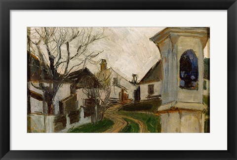 Framed Bare Trees, Houses, and Shrine (Klosterneuburg, Austria) Print