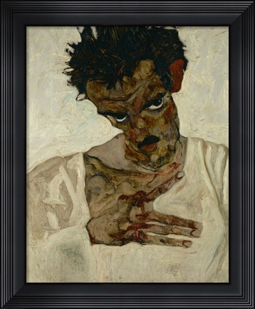 Framed Egon Schiele  Self-Portrait With Bent Head, 1912 Print