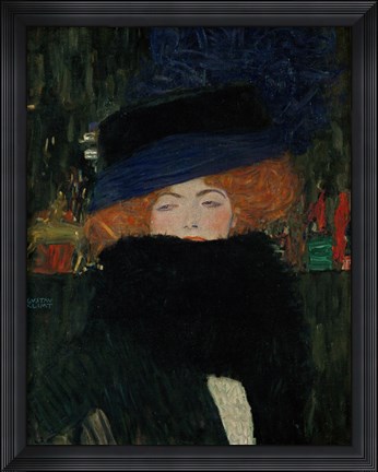 Framed Lady With Hat And Feather Boa, 1909 Print