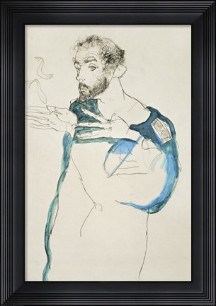 Framed Painter Gustav Klimt In His Blue Painter&#39;S Smock, 1913 Print
