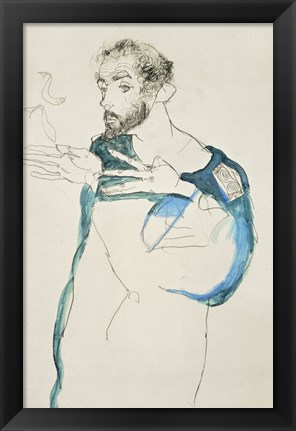 Framed Painter Gustav Klimt In His Blue Painter&#39;S Smock, 1913 Print