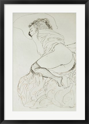 Framed Liegender Halbakt Nach Links - Female Nude, 1912-1913 Print