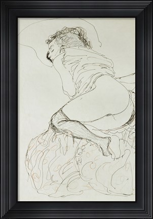 Framed Liegender Halbakt Nach Links - Female Nude, 1912-1913 Print