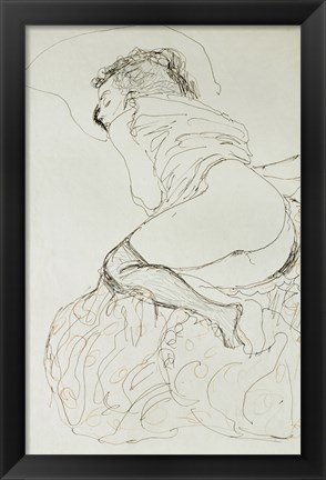 Framed Liegender Halbakt Nach Links - Female Nude, 1912-1913 Print