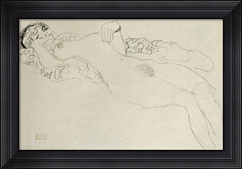 Framed Liegender Maedchenakt Nach Links - Female Nude Turned Left, 1914-1915 Print