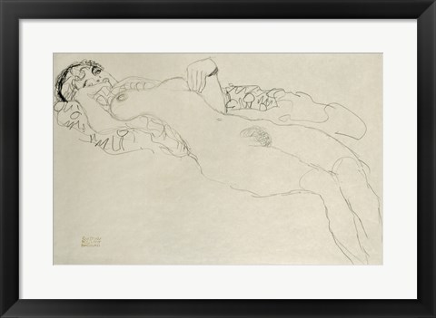 Framed Liegender Maedchenakt Nach Links - Female Nude Turned Left, 1914-1915 Print