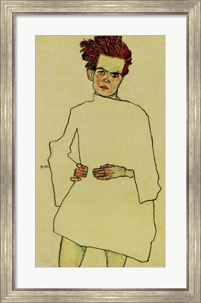 Framed Selfportrait With Shirt, 1910 Print