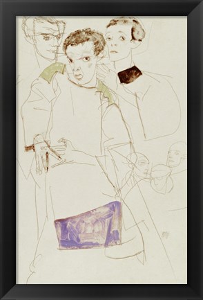 Framed Triple Self Portrait, 1913 Print