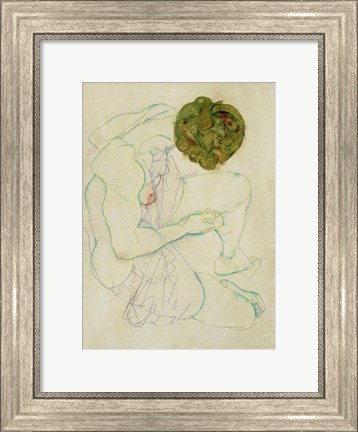 Framed Seated Female Nude, 1914 Print