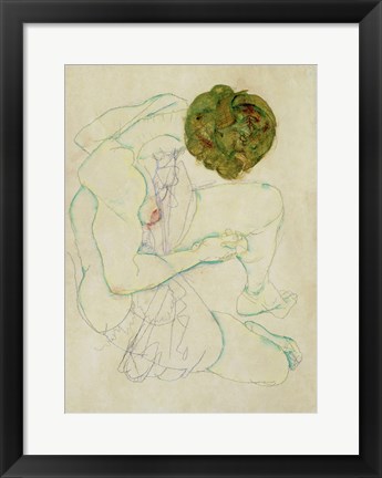 Framed Seated Female Nude, 1914 Print