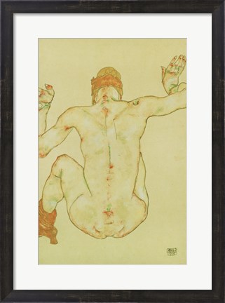 Framed Seated Female Nude, Back View, 1915 Print