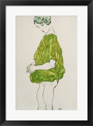 Framed Woman Standing with Hands Clasped, 1914 Print