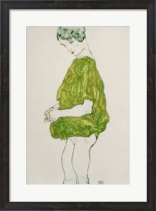 Framed Woman Standing with Hands Clasped, 1914 Print