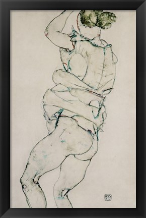 Framed Standing Semi-Nude With Raised Left Arm, 1914 Print