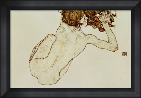 Framed Crouching Nude Print