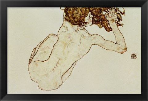 Framed Crouching Nude Print