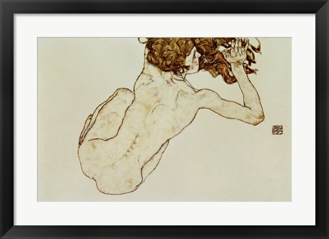 Framed Crouching Nude Print