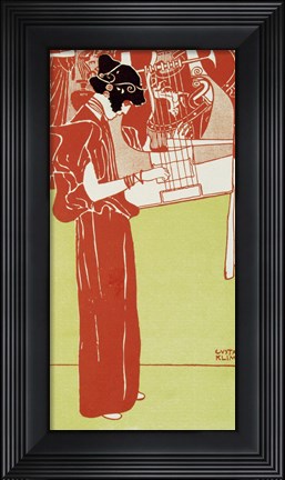 Framed Musik (Stehende Lyraspielerin) - A Woman Playing The Lyre, 1901 Print