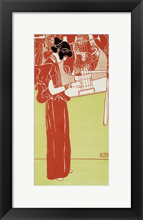 Framed Musik (Stehende Lyraspielerin) - A Woman Playing The Lyre, 1901 Print