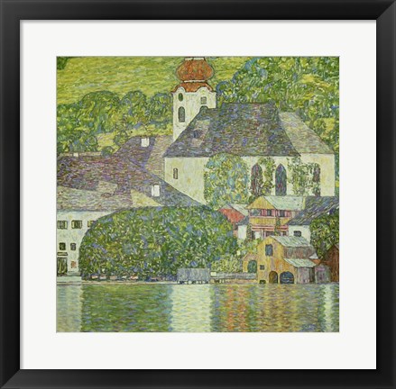 Framed Kirche in Unterach am Attersee - Church in Unterach on Attersee Print