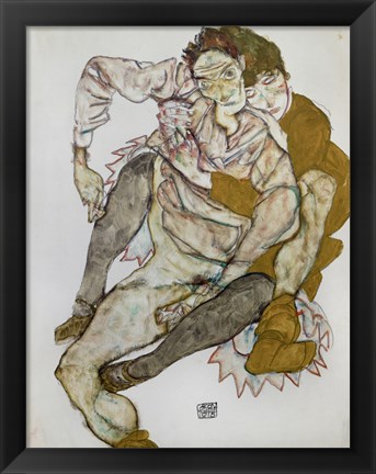 Framed Seated Couple (Egon Und Edith Schiele), 1915 Print