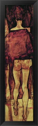 Framed Female Nude, Rear View with Shawl Print