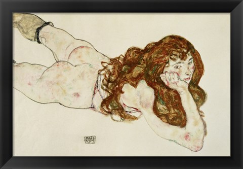 Framed Female Nude On Her Stomach, 1917 Print