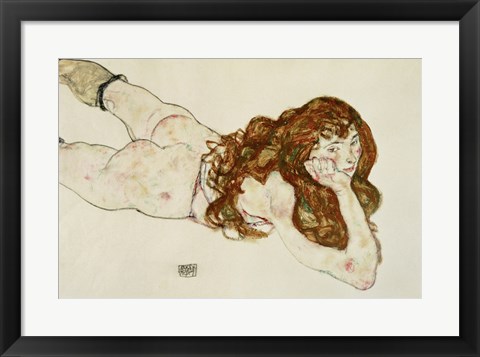 Framed Female Nude On Her Stomach, 1917 Print